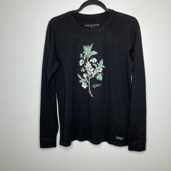 NWT LIFE IS GOOD Women's Crusher Tee Antique Plum Blossom Floral Small - Picture 1 of 4